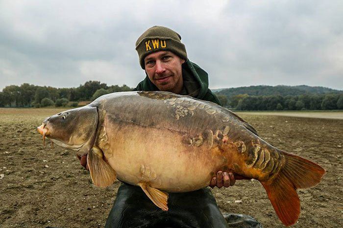 Een recente najaarsbak voor Jordy die sneuvelde op een klein stekje waar slechts een handje boilies bijgevoerd was.