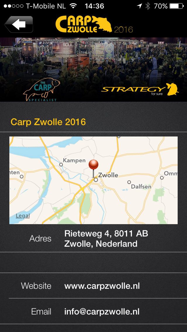 Klik op 'route' en de app navigeert je naar Zwolle.