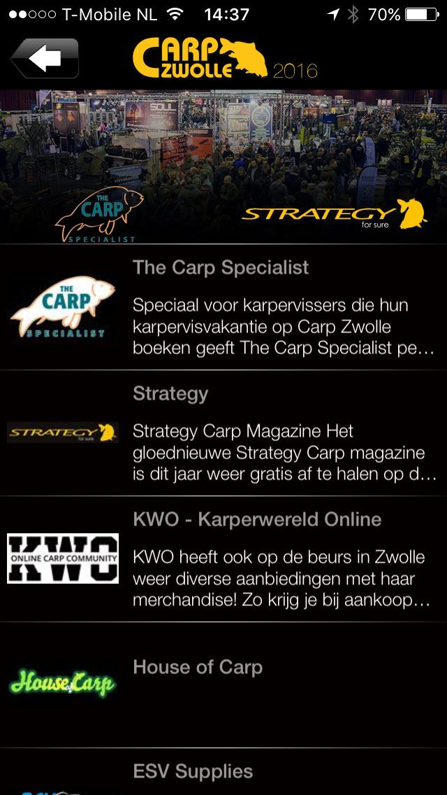Ook het laatste nieuws van de standhouders kun je terugvinden in de app.